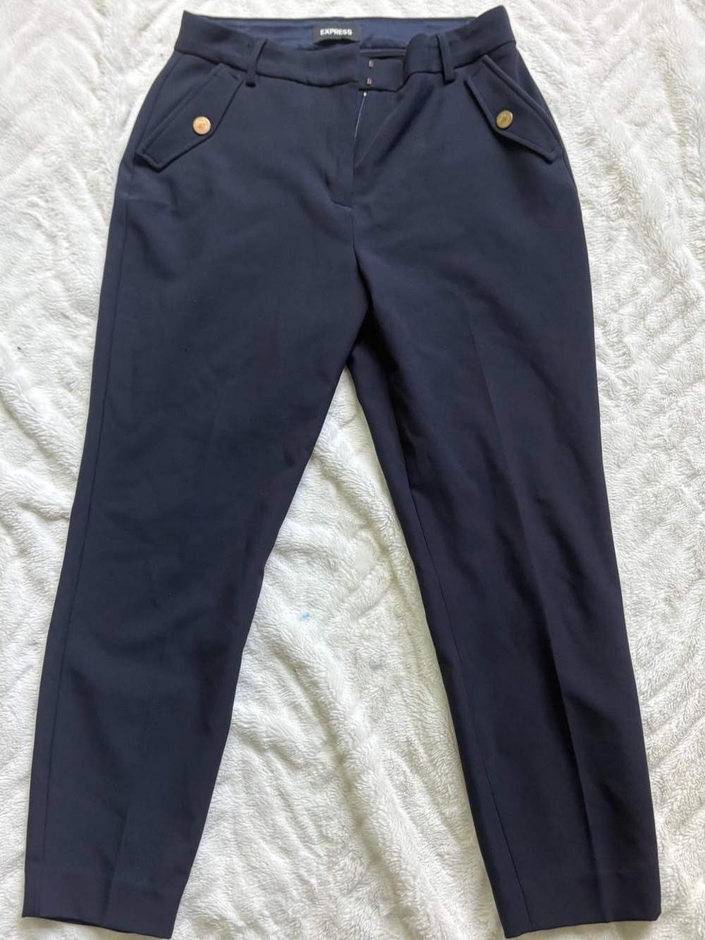 Express Navy Blue High Rise Cropped Dress Pants